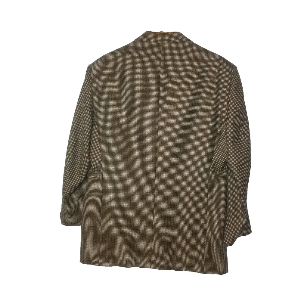 Louis Feraud Micro Check Black/Tan Wool & Silk 2‎ Button Front Blazer 48L Career